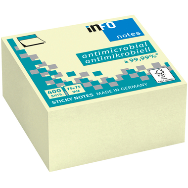 INFO Haftnotizen Cube 75x75mm 5120-01 antimikrobiell, gelb 400 Blatt