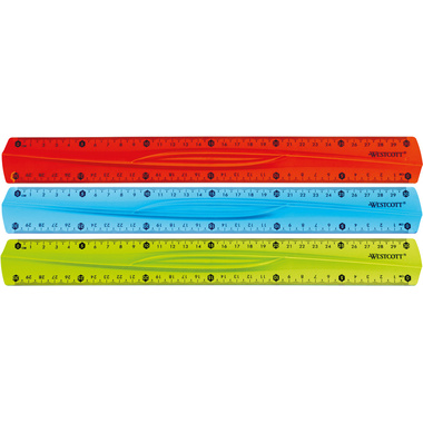WESTCOTT Lineal, flexibel E-10222 00 30cm blau/rot/grün
