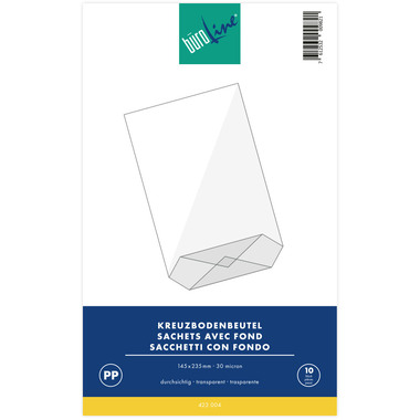 BÜROLINE Sachet avec fond 145X235mm 423004 transparent 10 pcs.