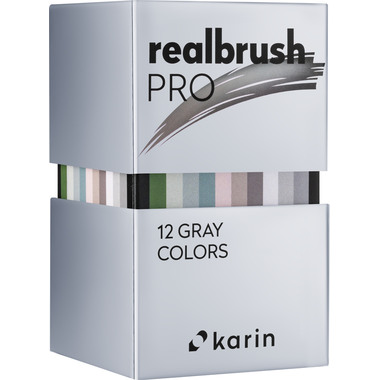 KARIN Real Brush Pen Pro 0.4mm 31C6 Gray colours 12 pièces