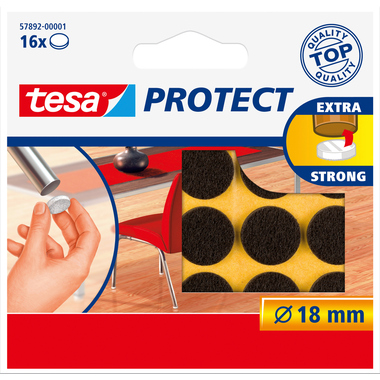 TESA Filzgleiter Protect 18mm 578920000 braun, rund 16 Stück
