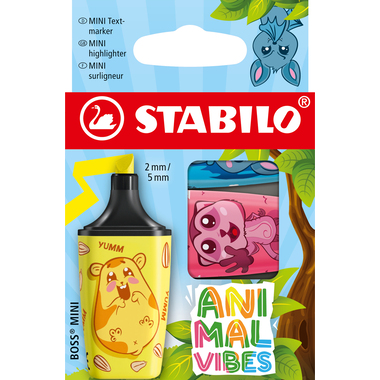 STABILO Textmarker Mini 2-5mm 07/03-73 Animal Vibes 3 Stück