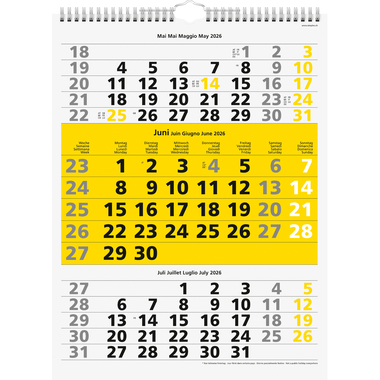 SIMPLEX 3-Monats-Wandkalender 2026 970008.26 3M/1S gelb 31x40cm
