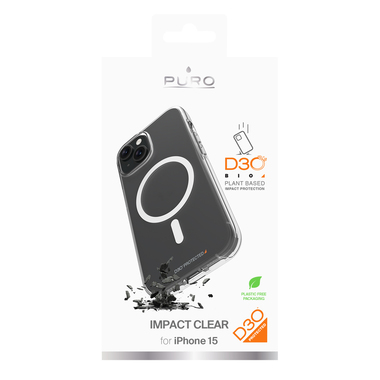 Cover Impact Clear D3O® Bio per iPhone 15 | Puro