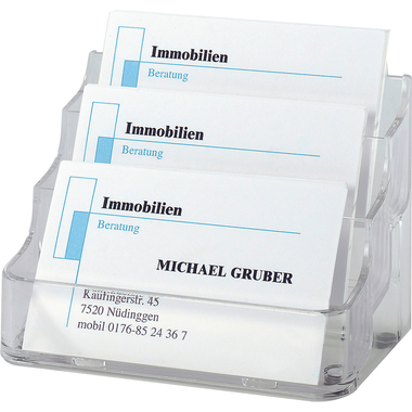 SIGEL Visitenkarten-Aufsteller VA130 transp.,f. 3x70 Karten 94x85mm