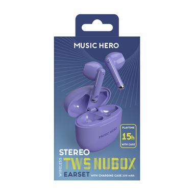 TWS headphones with touch controls and charging base