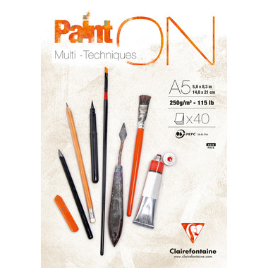 CLAIREFONTAINE Paint'On A5 96538C Bianco 40 fogli