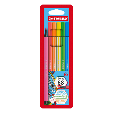 STABILO Stylo Fibre Pen 68 1mm 6806-1 6 coleurs néon