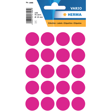 HERMA Etichette rontondo 19mm 1886 pink 100 pezzi