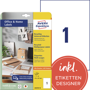 AVERY ZWECKFORM Etichette 36x70mm LR3475-10 bianco, perm. 10 fogli/24 pz.