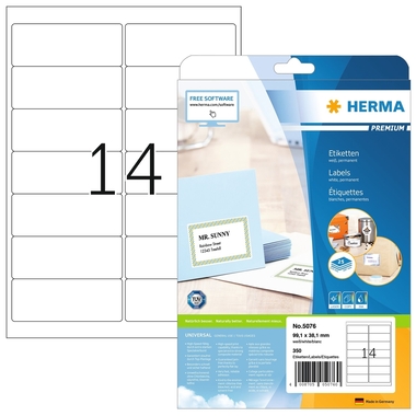 HERMA Etiketten 5076 5076 99.1x38.1mm 350Stk. 25 Blatt