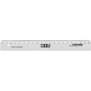 M+R Schullineal,schmal 20cm 711200000 klar, Skala Kunststoff