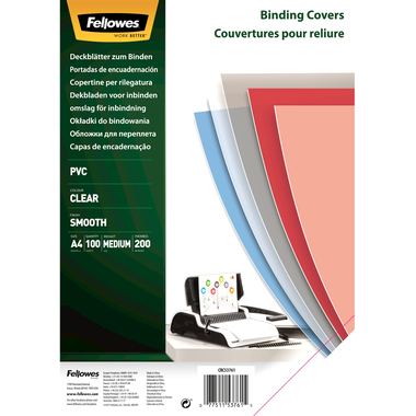 FELLOWES Deckblatt 200mic A4 5376102 grau transp. 100 Stück