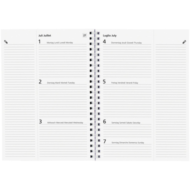 BIELLA Agenda Poly-Table Wire-O 2026 808533000026U 1S/2P Rechange ML 14.8x20.8cm