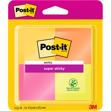 POST-IT Bloc Super Sticky Cape Town 6910SSYP 4-coul., 4x45flls. 47.6x47.6mm