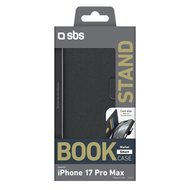 Black book-style cover for iPhone 17 Pro Max | SBS