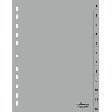 DURABLE Registro PP A4 651210 grigio 1-12