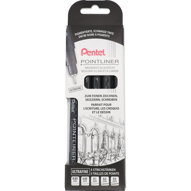 PENTEL Pointliner Pigment Ultrafine YS20P-5UF nero 5 pezzi