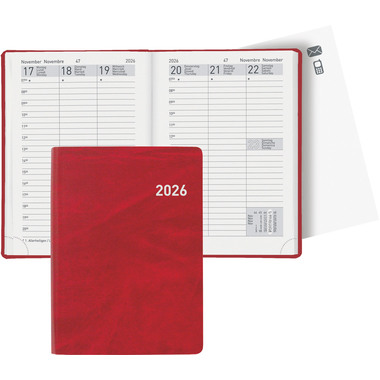 BIELLA Taschenagenda Rex 2026 825301450026U 1W/2S rot ML 10.1x14.2cm