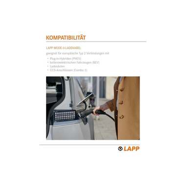 Lapp Ladekabel für Elektroauto Typ 2, 7.4kW, 32A, 5 m, Schwarz