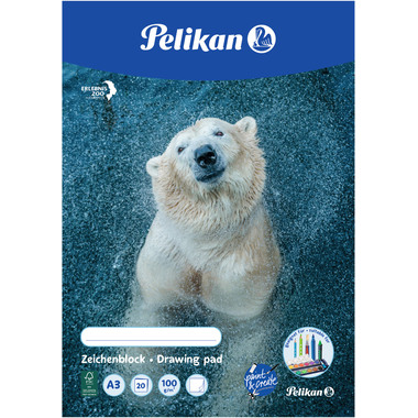 PELIKAN Zeichenblock A3 224840 assoriert, 100gr. 20 Blatt