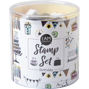 I AM CREATIVE Set de tampons 4093.03 Happy Birthday 35 pièces
