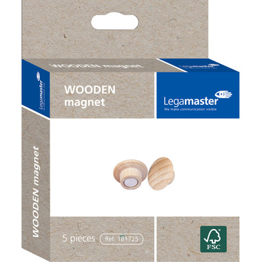 LEGAMASTER Magnet WOODEN 25mm 7-181725 Holz 5 Stück