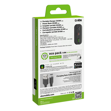 Batterie externe 20 000 mAh pour iPhone et Android | SBS