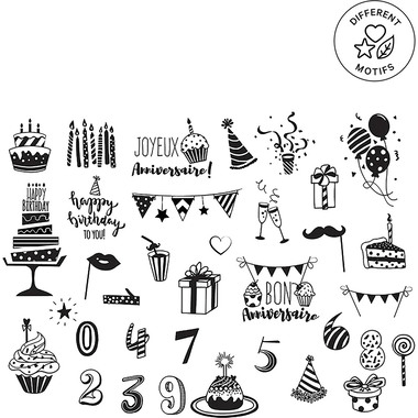 I AM CREATIVE Set de tampons 4093.03 Happy Birthday 35 pièces