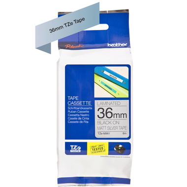 PTOUCH Flexitape lam. noir/argent-mat TZe-M961 pour PT-550 36 mm