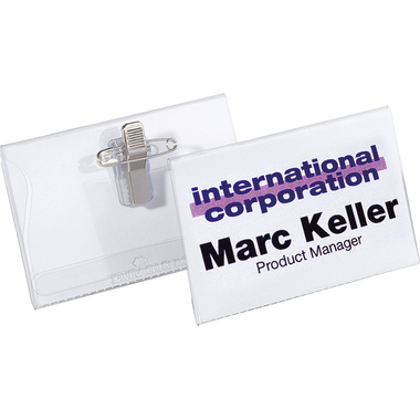 DURABLE Badge avec pince combiné 815719 transparent, 40x75mm 50 pcs.
