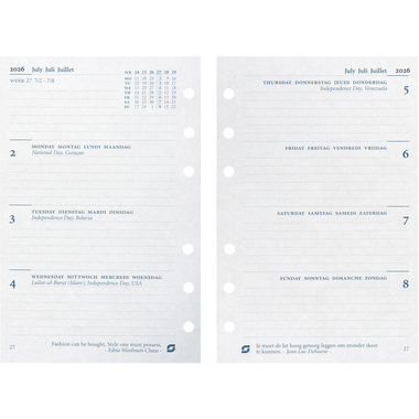 SUCCES Agenda Standard 2026 843207000026U 1W/2S Ersatzkal. 9.5x17.1cm