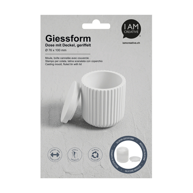 I AM CREATIVE Silikon Giessform 1704.21 Dose mit Deckel, geriffelt
