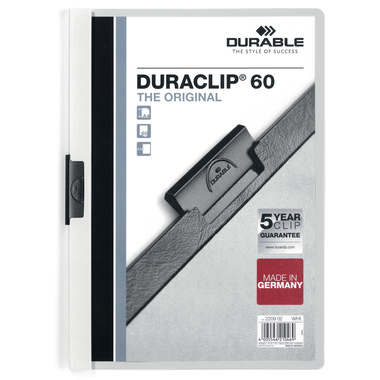 DURABLE Cartella con clip DURACLIP 60 220902 per 60 fogli A4 bianco
