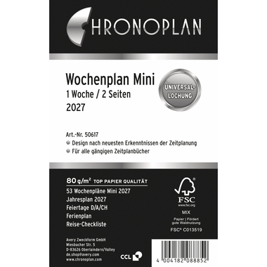 CHRONOPLAN Plan semainier rempl. 2027 50617Z.27 1S/2P Mini