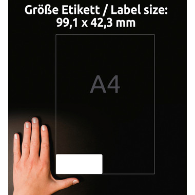 AVERY ZWECKFORM Universal-Etikett. 99,1x42,3mm L4743REV-25 weiss 360 Stk./25 + 5 Blatt