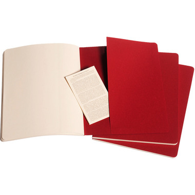 MOLESKINE Notizheft Cahier XL 25x19cm 931090 blanko, rot 3 Stück