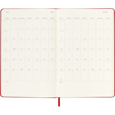 MOLESKINE Agenda de notes semaine 25/26 DHF218WN3Y26 18M ligné HC rouge 13x21cm