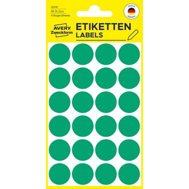AVERY ZWECKFORM Marqueurs 18mm 3006 vert 96 pcs.
