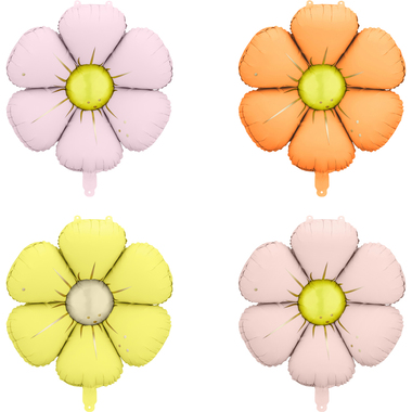 PARTYDECO Folienballon 45cm FBZ4 Gänseblümchen, ass. 4 Stk.