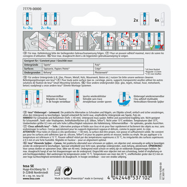 TESA Pin adh. 2x2kg 77779-00000 Papier peint & plâtre