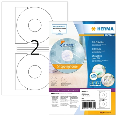 HERMA CD Etiquettes 4471 4471 116mm 200pcs. 100 f.