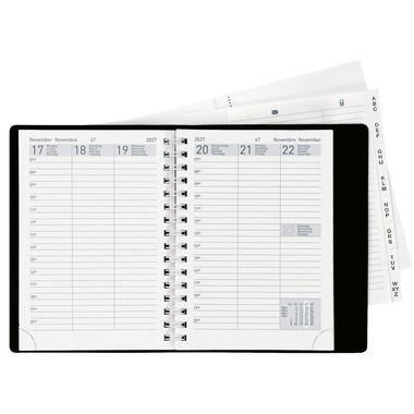 BIELLA Taschenagenda Rex Wire-O 2027 825773020027U 1W/2S schwarz ML 10.1x14.2cm
