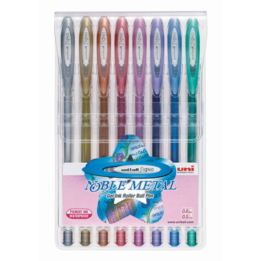 UNI-BALL Signo Noble Metal 0.8mm UM120NM.8C 8 couleurs étui