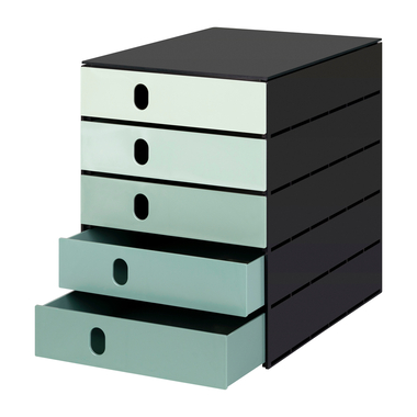 STYRO Schubladenbox styroval flow 14-8000.95 schwarz/grün 5 Schubladen