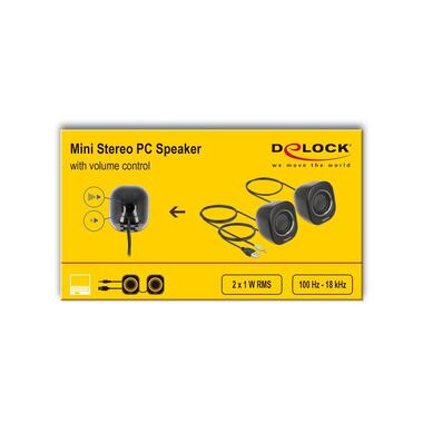 Delock PC-Lautsprecher Mini Stereo 3.5 mm Klinke, USB-Strom Schwarz