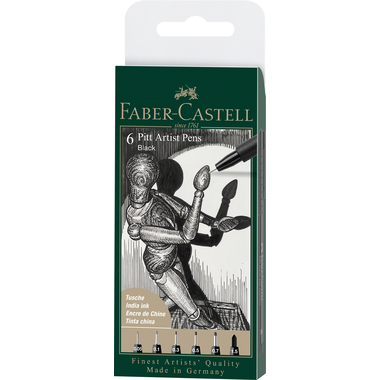 FABER-CASTELL Artist Pen Tuschestift 167154 schwarz 6 Stk.