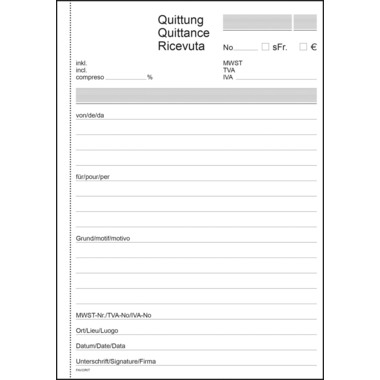 FAVORIT Quittance D/F/I A5 8395OK blanc 84 feuilles