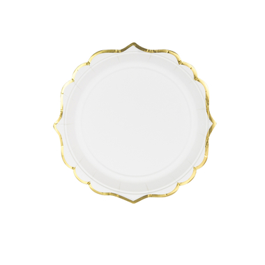 PARTYDECO Teller 18.5cm TPP30-008 weiss/gold 6 Stück