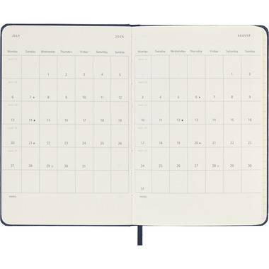 MOLESKINE Agenda Classic Pocket 2026 DHB2012DC2Y26 1J/1P saphir HC 9x14cm